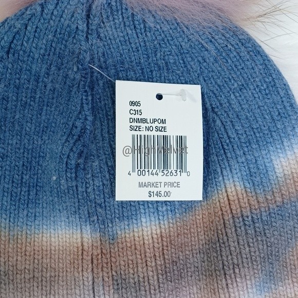 Furlux Pink Tie-Dye & Fox Fur Pom-Pom Beanie